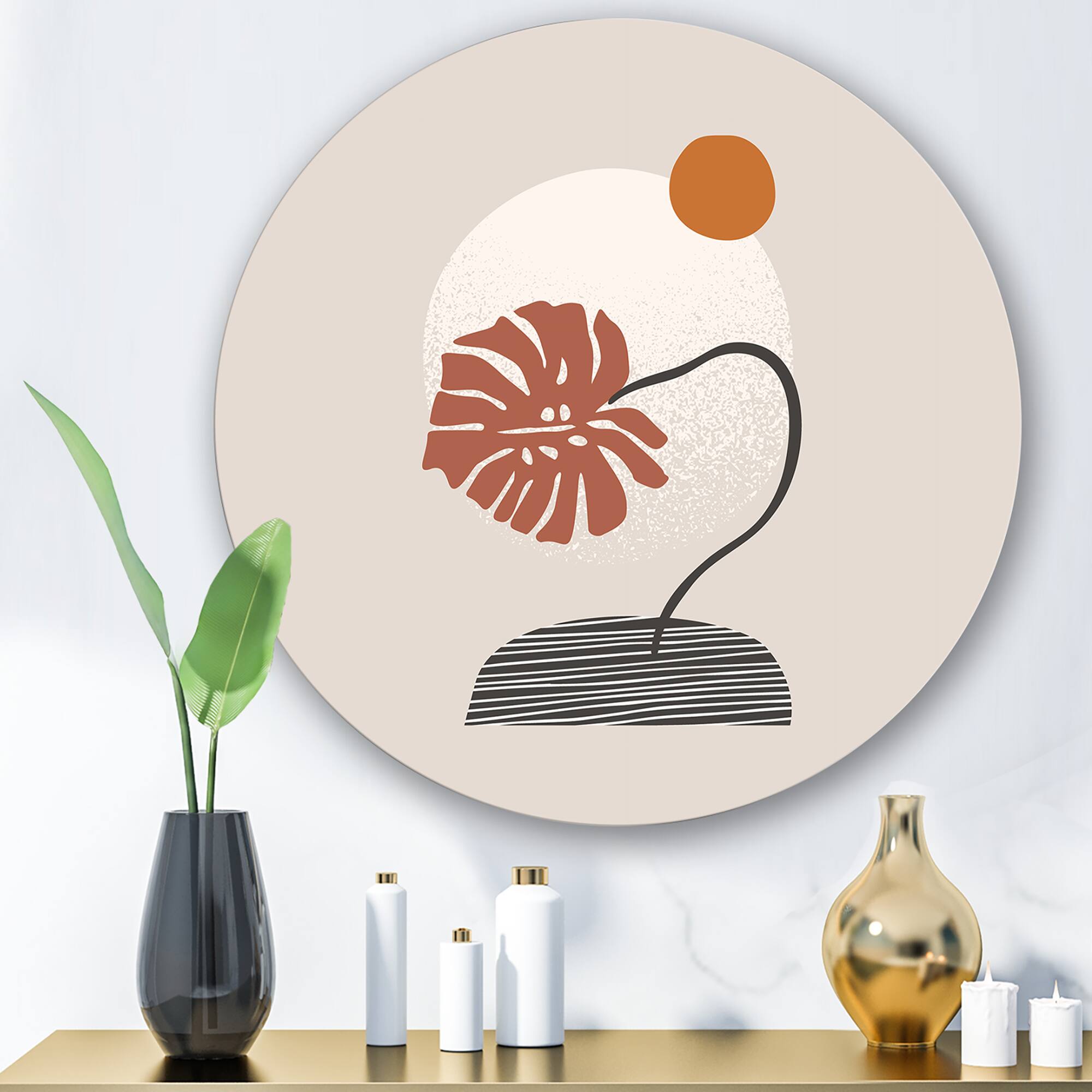 Designart - Tropical Palm Leaf & Abstract Geometry Shapes III